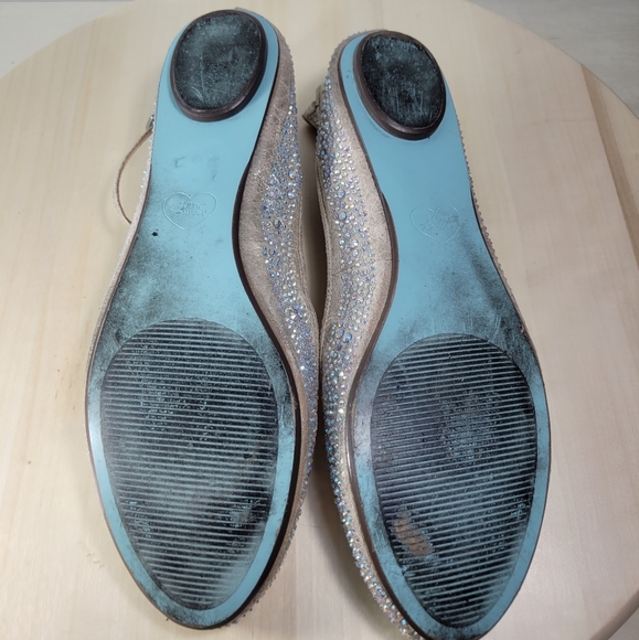 Betsey Johnson Joy Champagne Rhinestone Ballet Flats Womens Size 7.5 - Picture 7 of 10